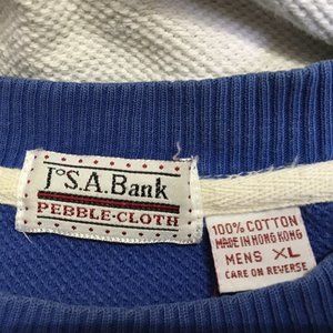 Vintage Jos. A. Bank Pebble Cloth Blue w/ White Stripe Crew Sweatshirt Size XL